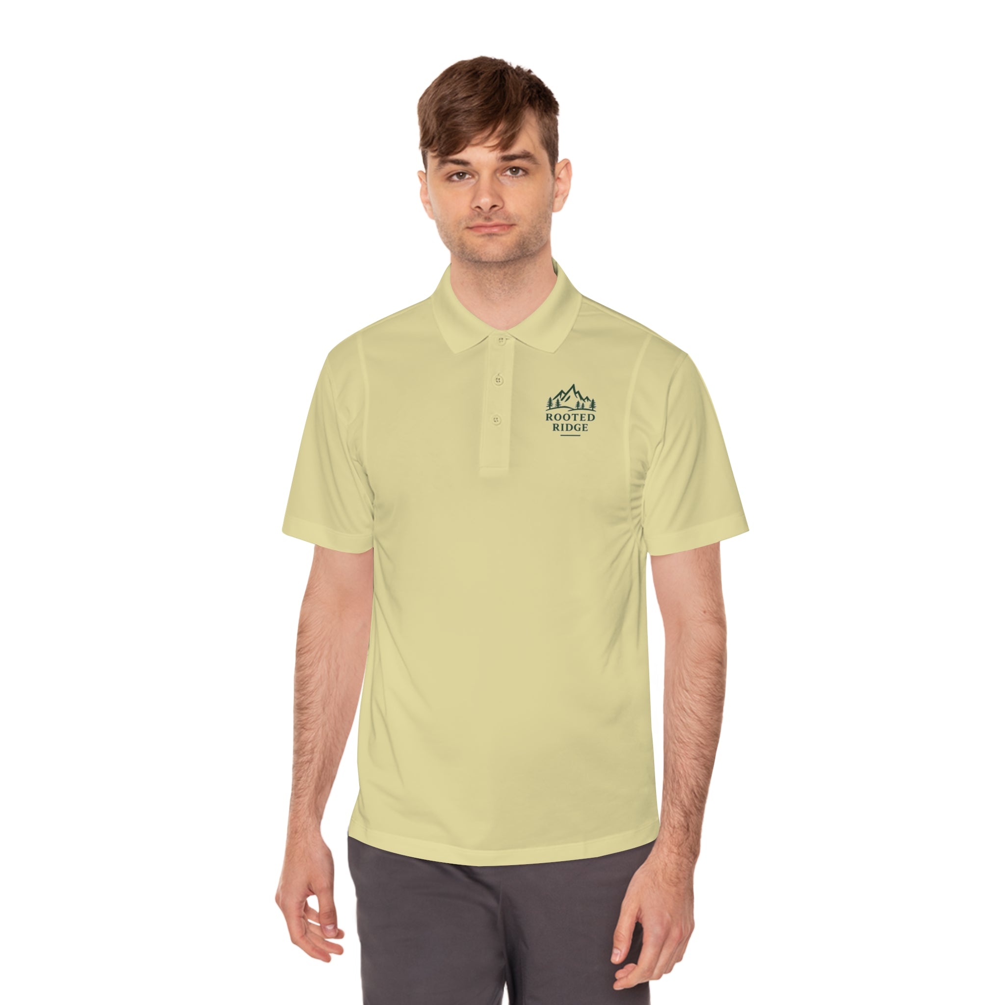 Men's Sport Polo — Rooted Ridge Mountain Logo Performance Golf Shirt