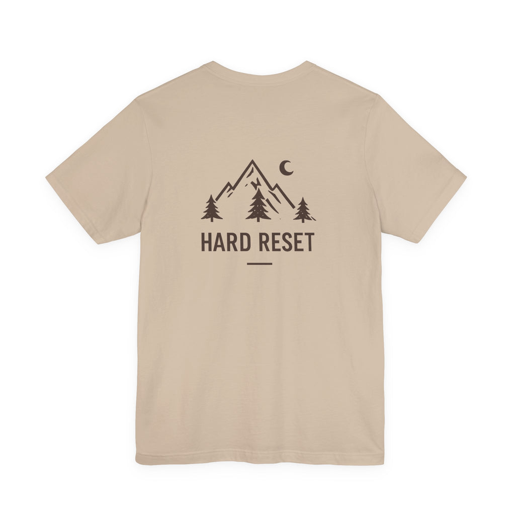 Hard Reset Mountain Tee — Adventure Camping Graphic T‑Shirt